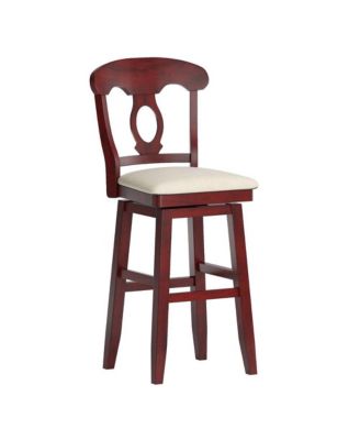 Lea Oval Swivel Bar Stool w/ Beige Linen Seat