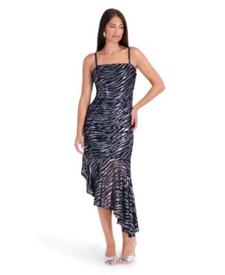 Women's Metallic Burnout Midi Dress