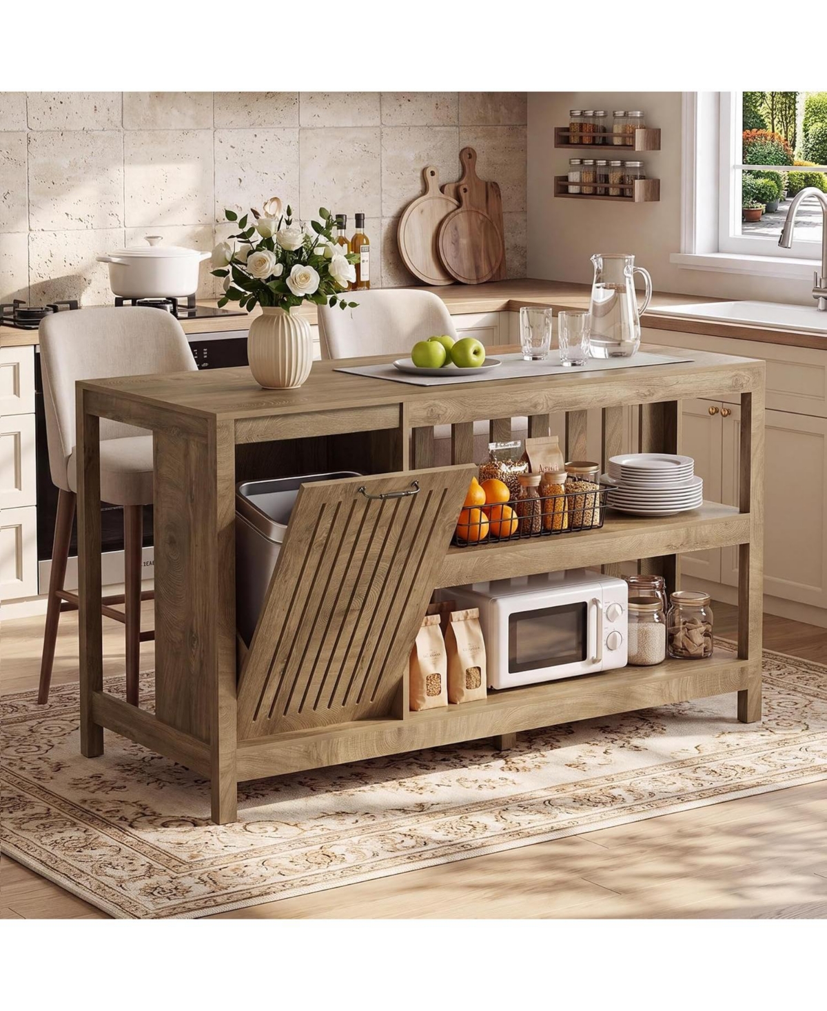 Tribesigns Kitchen Island with Storage, Counter Height Kitchen Island Table