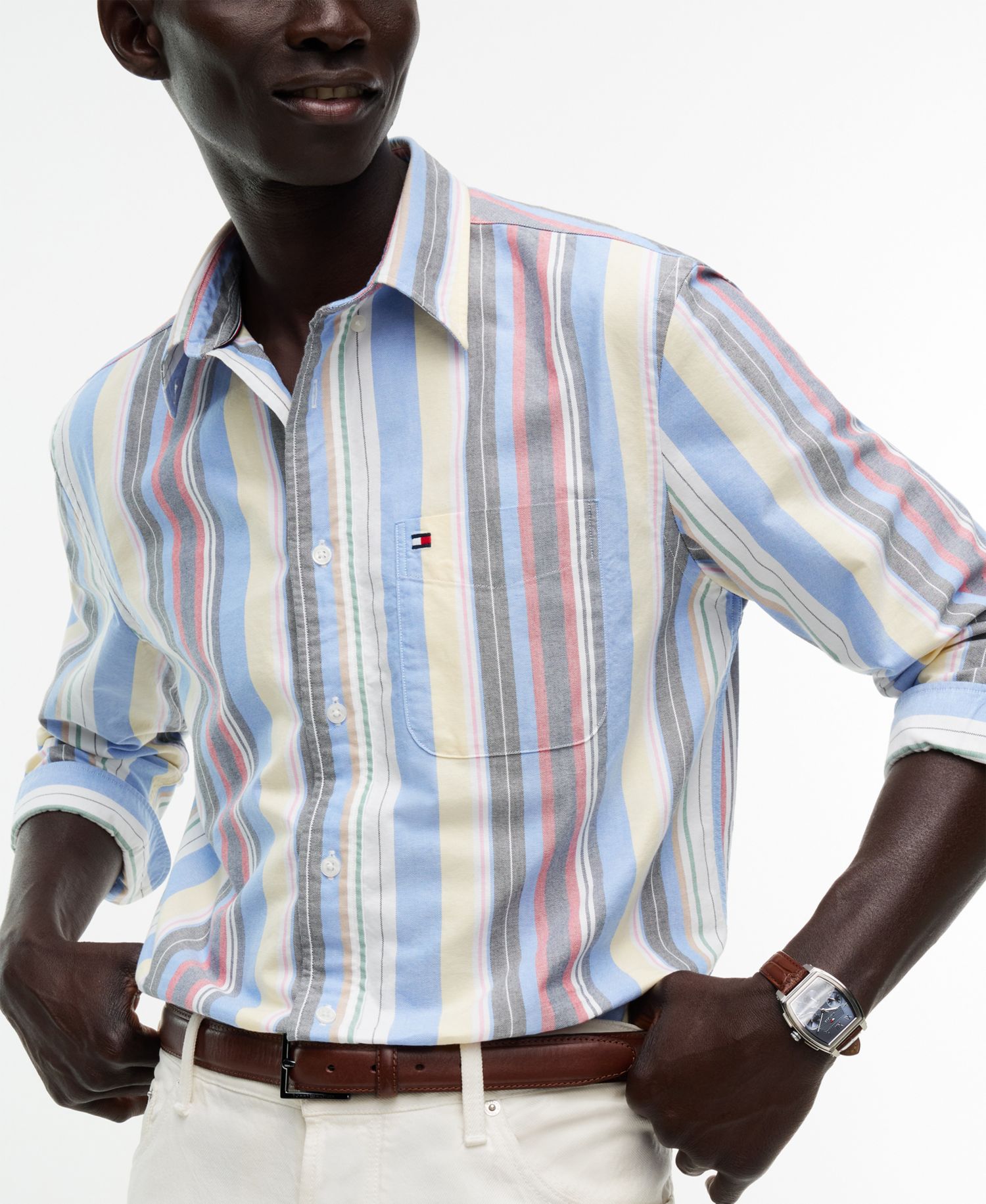 Men's Heritage Long-Sleeve Multistripe Regular-Fit Button-Down Shirt