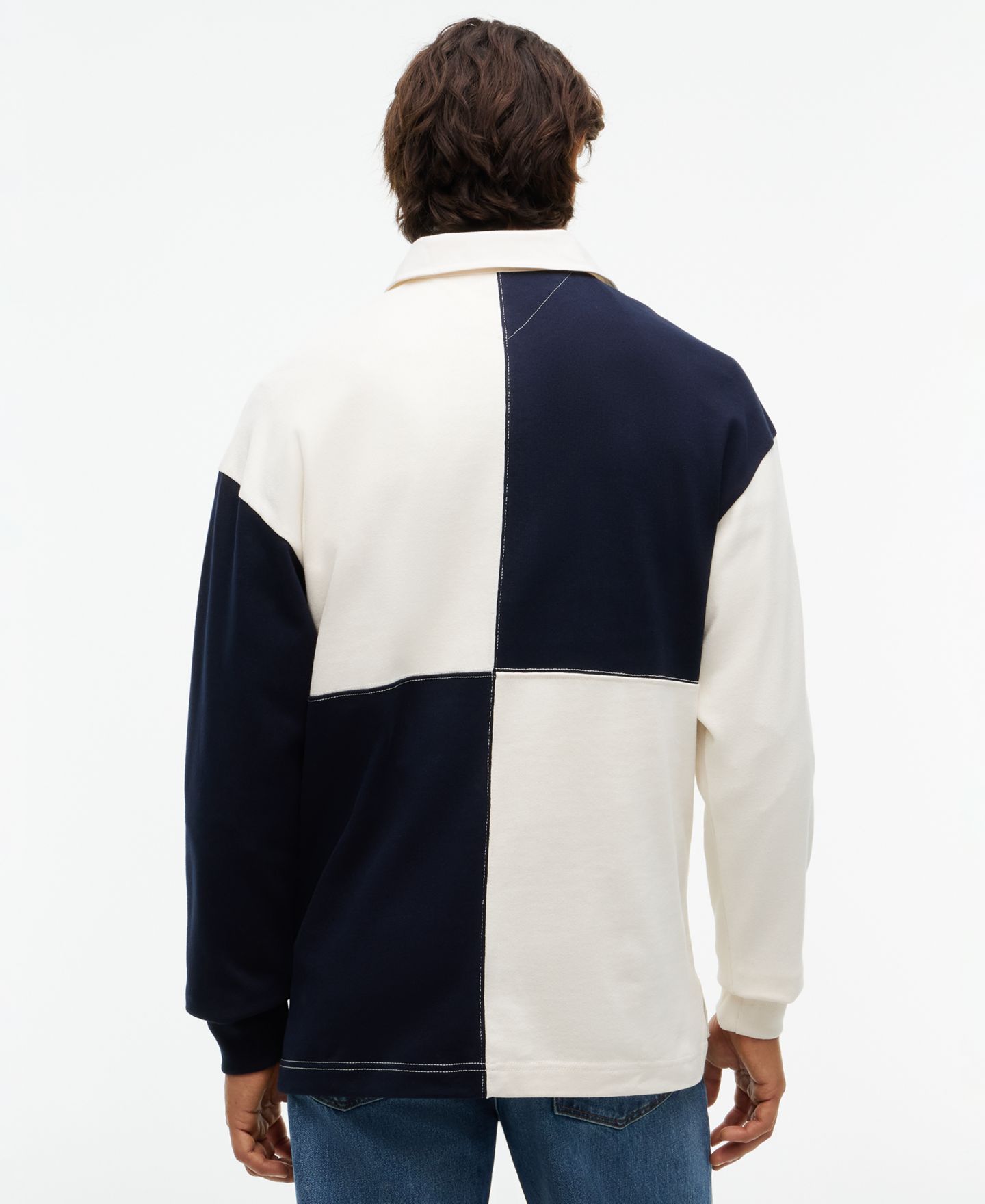 Мужское поло Tommy Hilfiger Varsity Fashion Rugby Colorblock Long-Sleeve Polo Shirt, цвет: Слоновая кость — фото 4