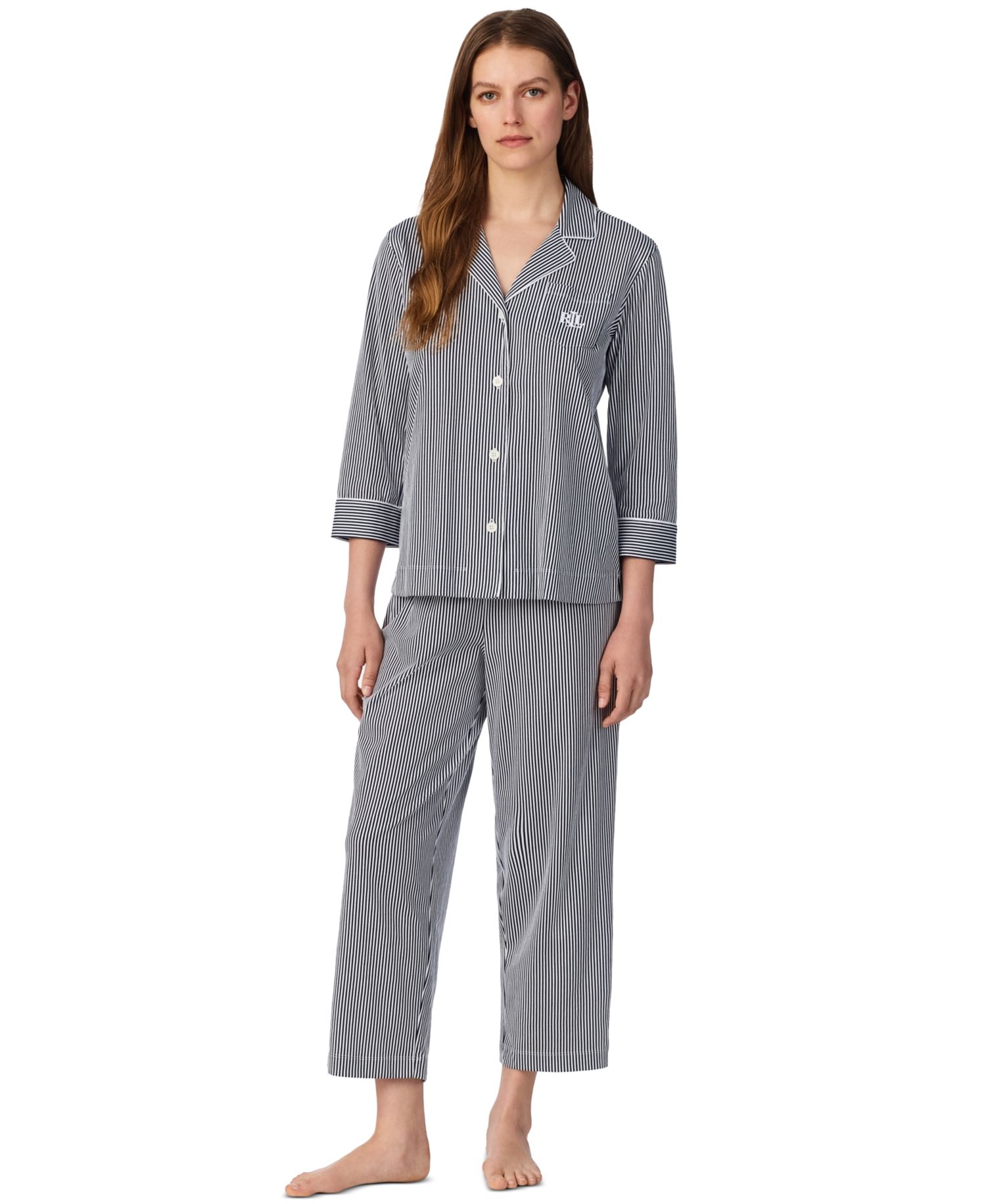 Plus Size Button-Front Top and Pants Pajama Set