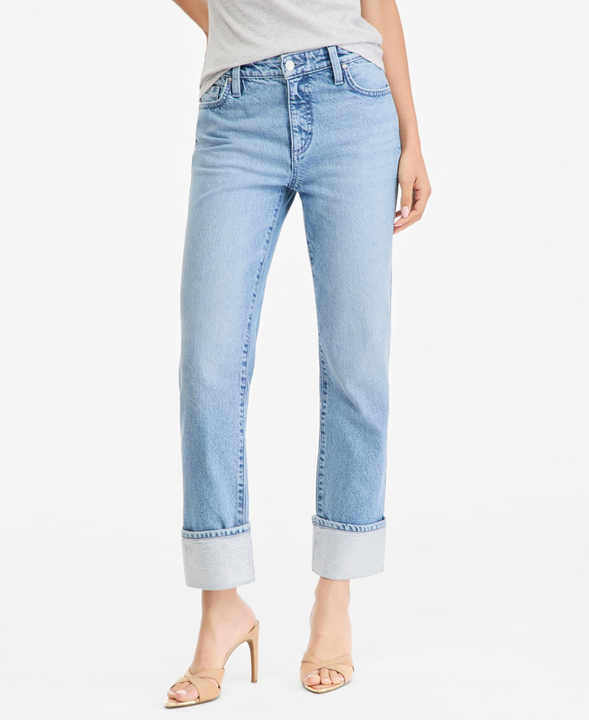 I.n.c. International Concepts Women's Mid-Rise Straight-Leg Embellished Ankle Jeans, Macy's Exclusive