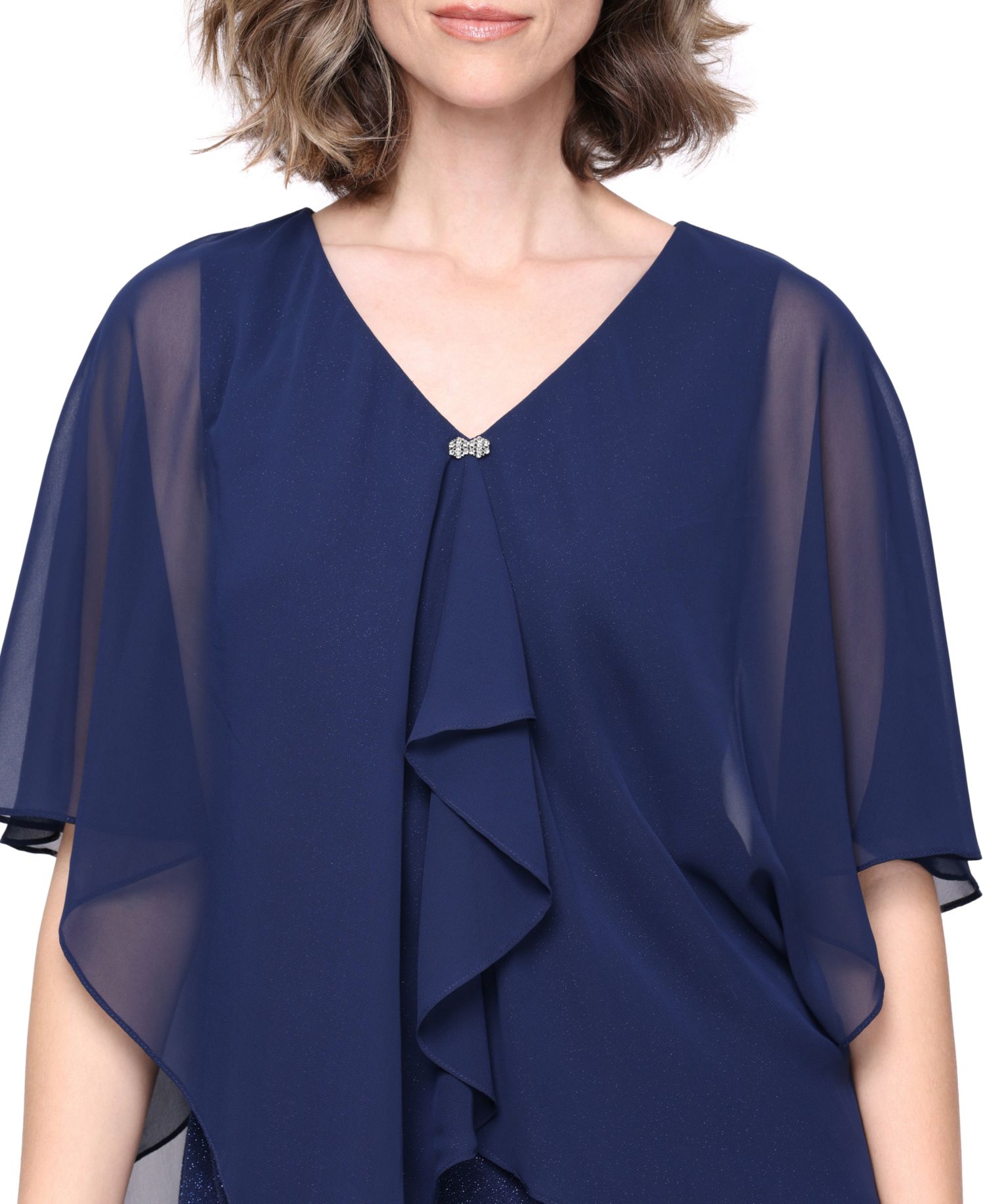 Women's V-Neck Short-Sleeve Ruffle Wrap Dress