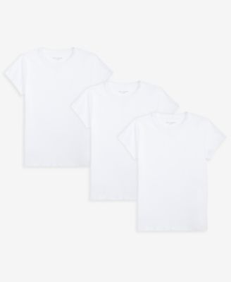 Girls' Crewneck Cotton-Blend T-Shirt 12M-5T, 3-Pack
