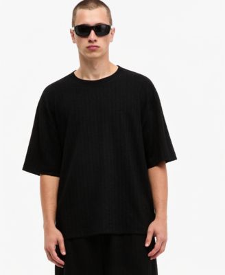 Men's Relaxed-Fit Cable-Knit Crewneck T-Shirt