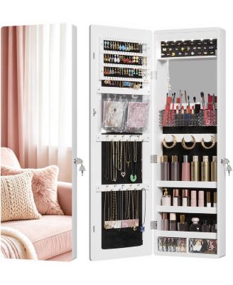 42.5"H Jewelry Armoire, Wall-Mounted and Door-Hanging Jewelry Cabinet