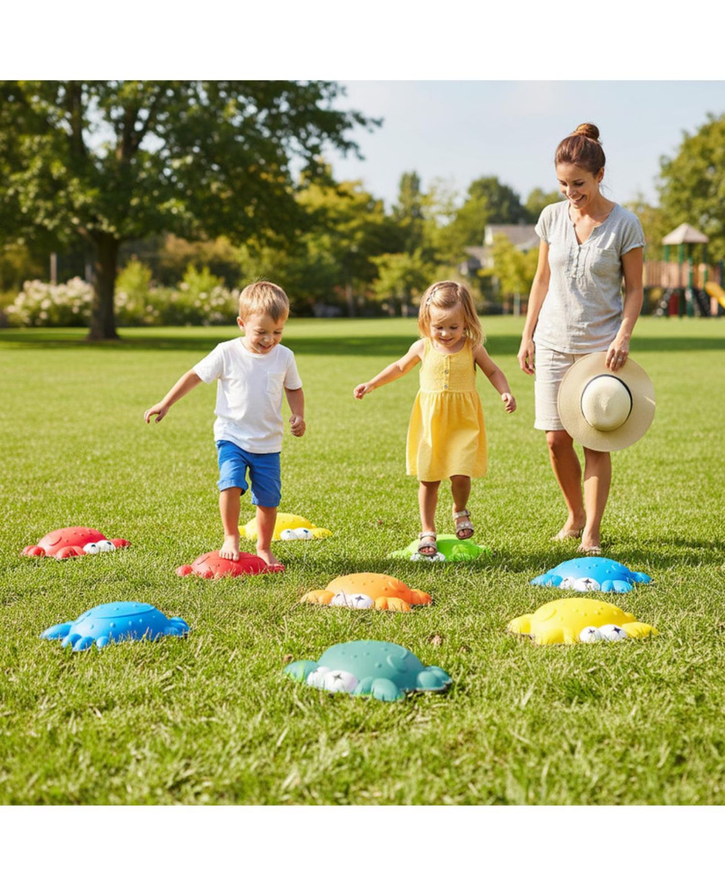 Детские игрушки SUGIFT 9-Piece Non-Slip Balance Stepping Stones, 16" x 11.5", Ages 3+, цвет: Красный — фото 2