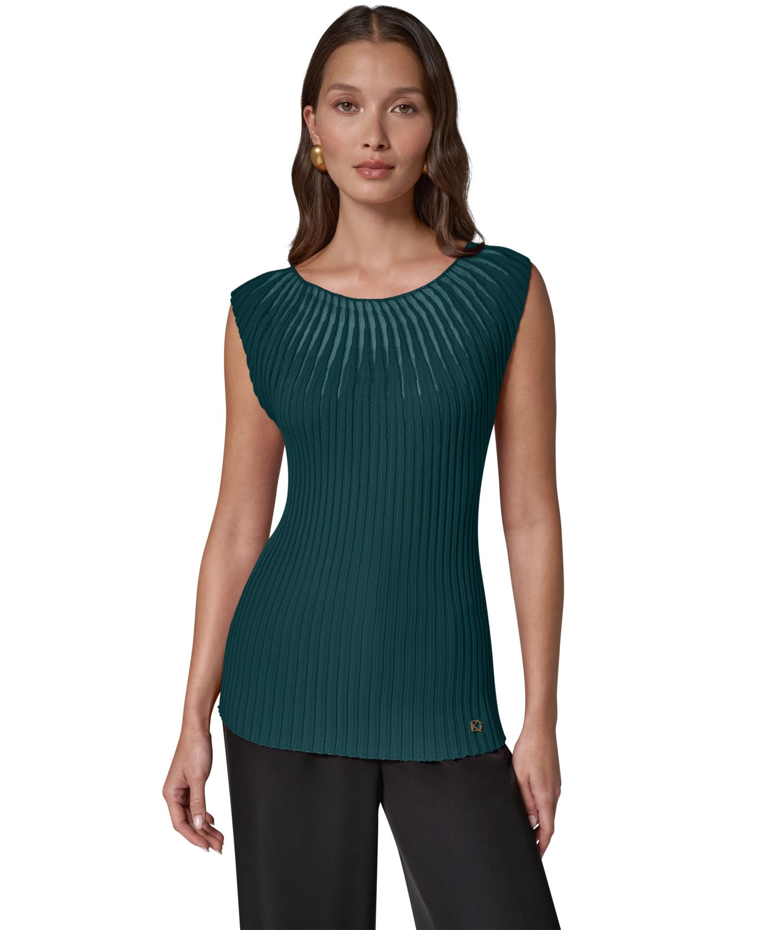 Women's Crewneck Sleeveless Ribbed Pullover Sweater