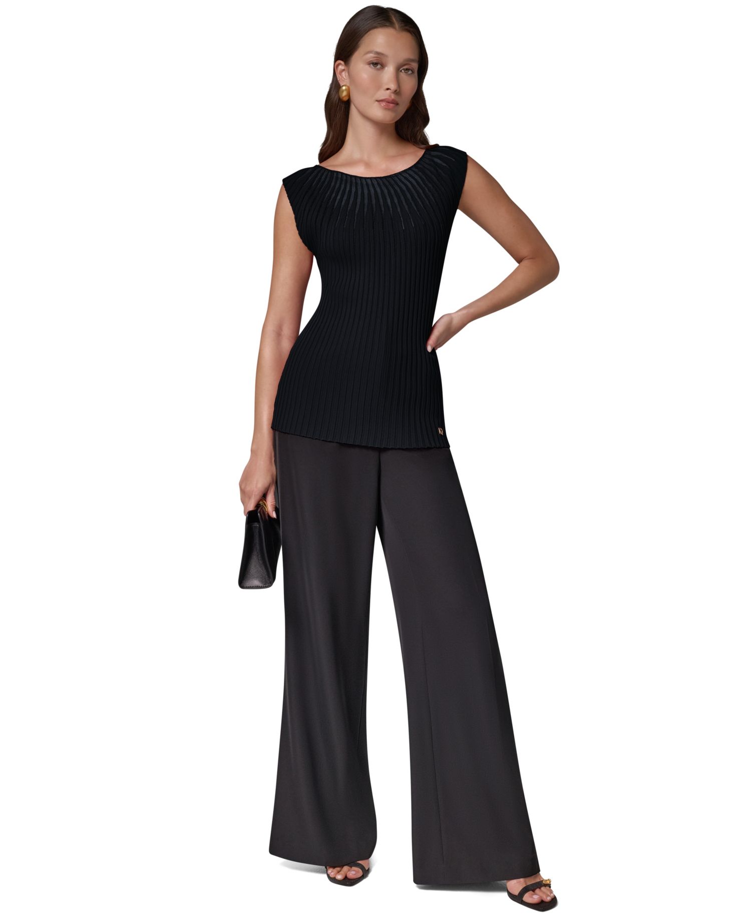Women's Crewneck Sleeveless Ribbed Pullover Sweater