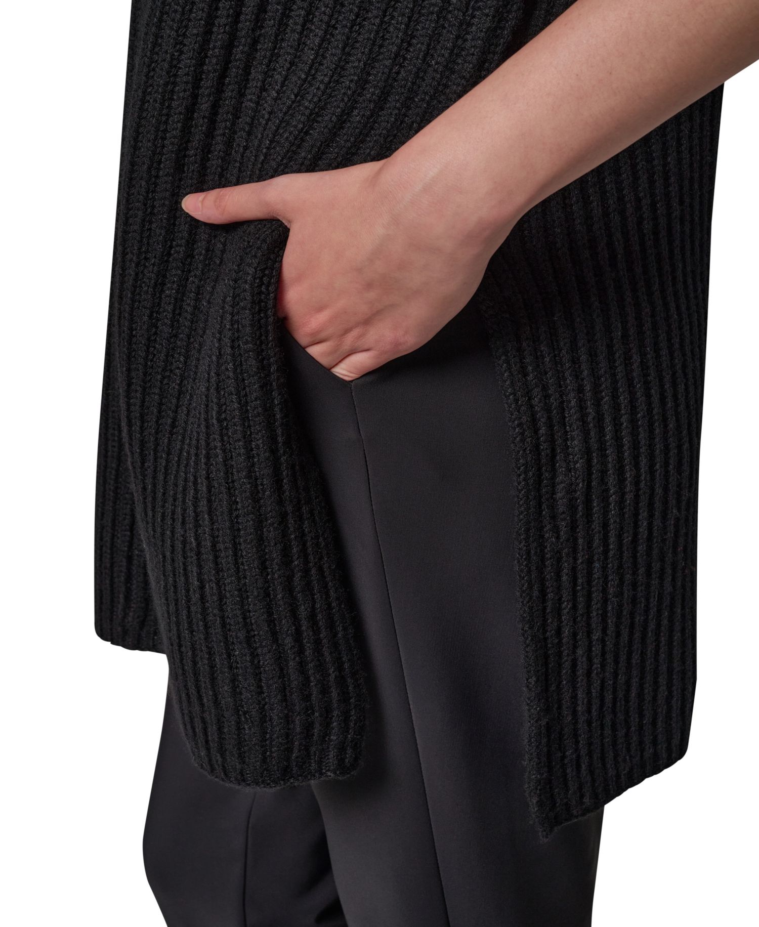 Women's Mock-Neck Sleeveless Ribbed Sweater Tunic