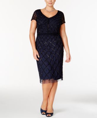 Adrianna Papell - Plus Size Embellished Beaded Dress