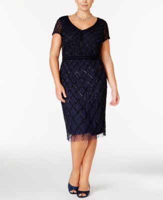 Adrianna Papell Plus Size Embellished Beaded Dress - Macy's