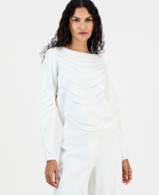 Women's Feather Crewneck Dolman-Sleeve Pullover