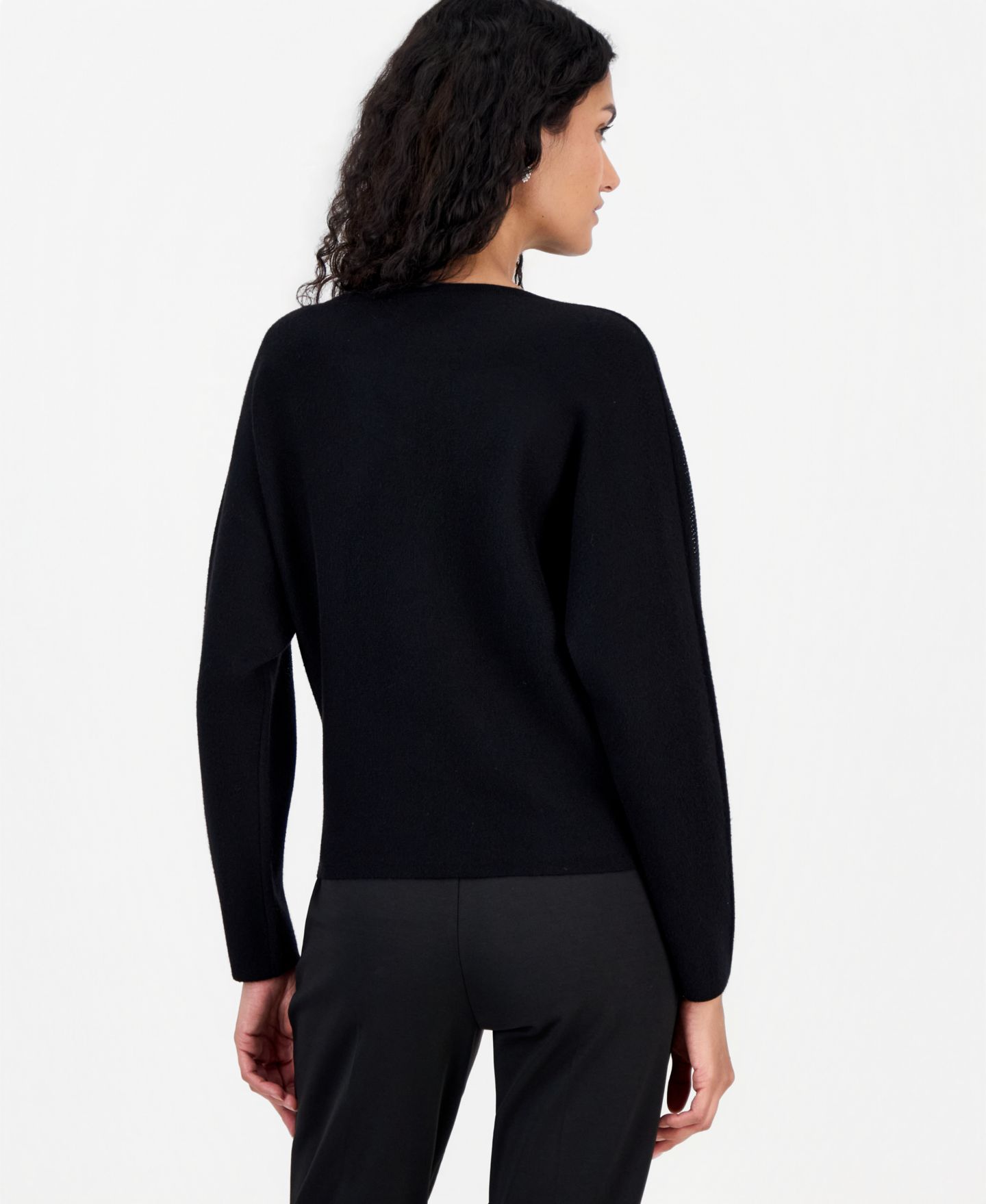 Женский свитер T Tahari Long-Sleeve Crewneck Dolman, цвет: Чёрный — фото 4