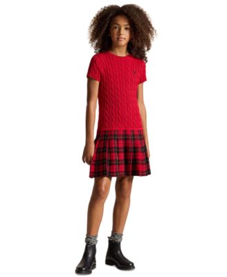 Girls' 7-16 Plaid-Skirt Sweater Dress