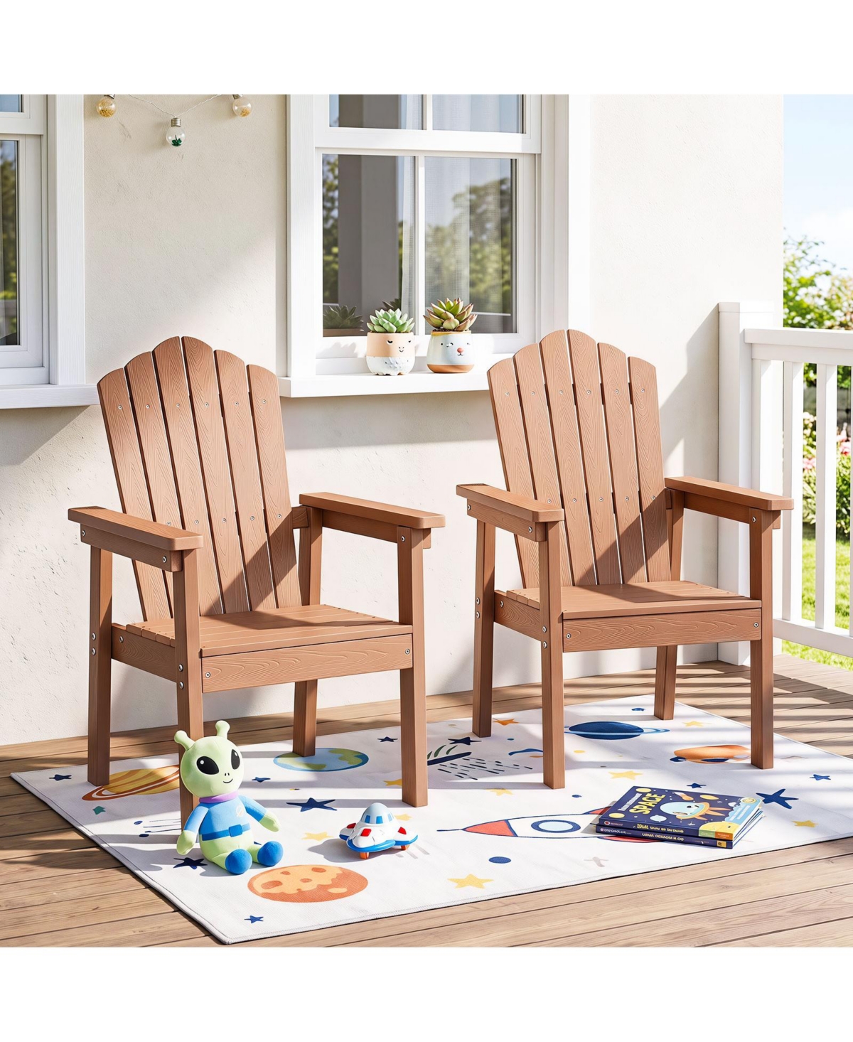 Gymax 4PCS Outdoor Adirondack Chair Patio Hips Chairs w/High Backrest Wide Armrests