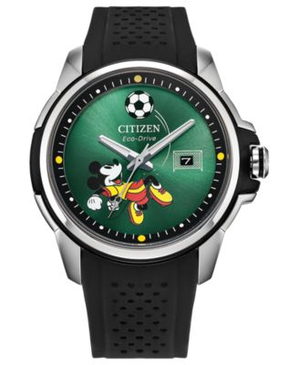 Men's Mickey Mouse Black Silicone Strap Watch 44mm