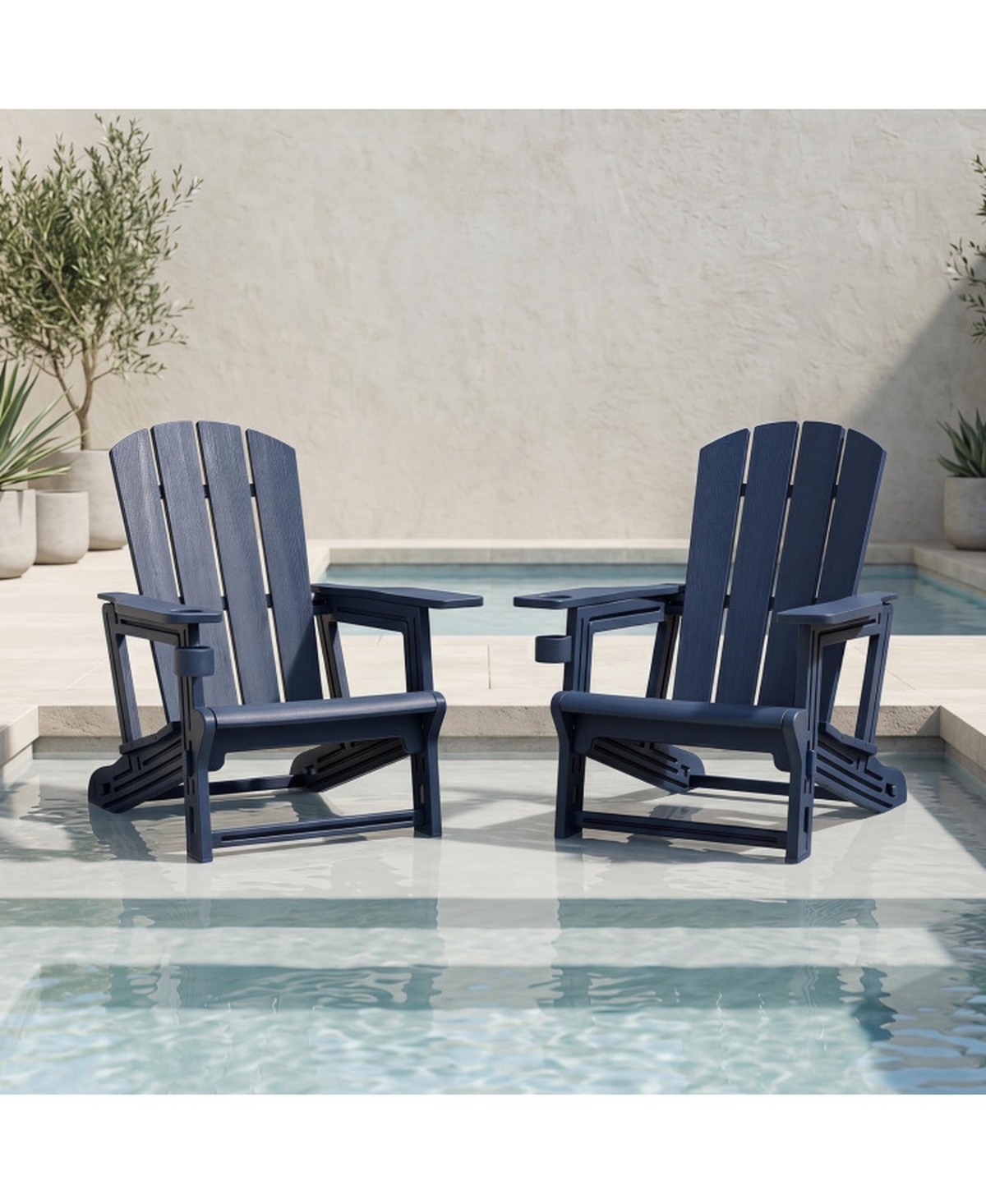 Sugift Hdpe Adirondack Chair with Wood Grain Texture 31 Inches High Back and 550 Pound Capacity