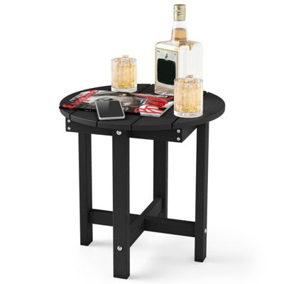 All-Weather Adirondack Outdoor Side Table with Slatted Wood-Grain Top