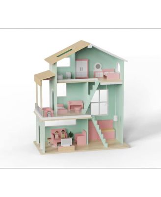 Wooden 3-Story Interactive Dollhouse with 26 Accessories, Ages 3+
