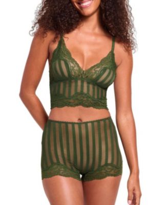 Women's Cove Lace Striped-Longline Bralette and Shortie, 2-Piece Set