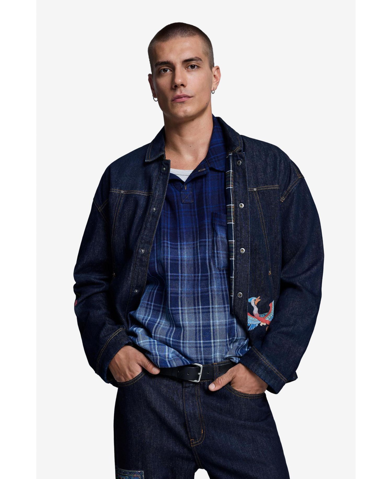Men's Straight-Leg Figurative Embroidery Jeans
