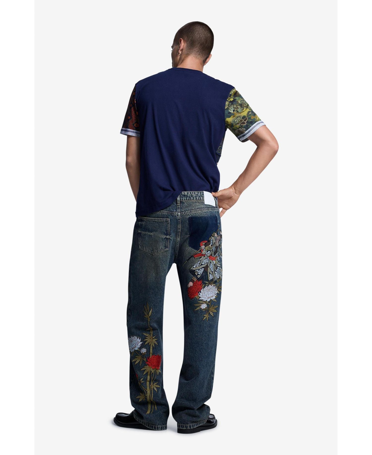 Men's Straight-Leg Embroidered Denim Jeans