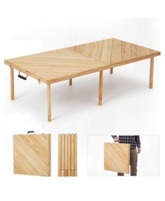 60" X 30" Outdoor Folding Picnic Table, Compact Folding Table, Lightweight, Adjustable Height, Sturdy Construction, Built in Handles, Convenient Carry