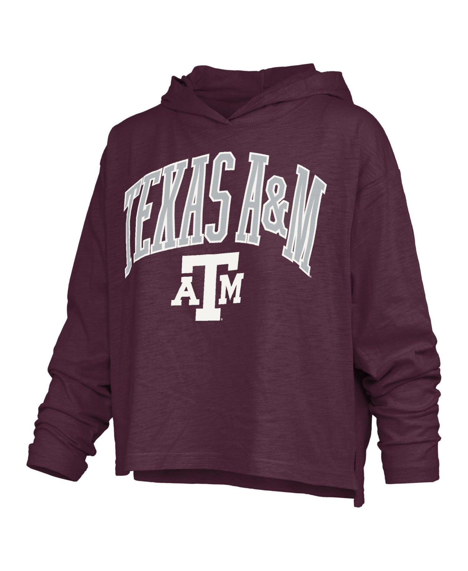 Women's Texas A&M Aggies Nelson Slub Drop-Tail Hem Long-Sleeve Hooded T-Shirt