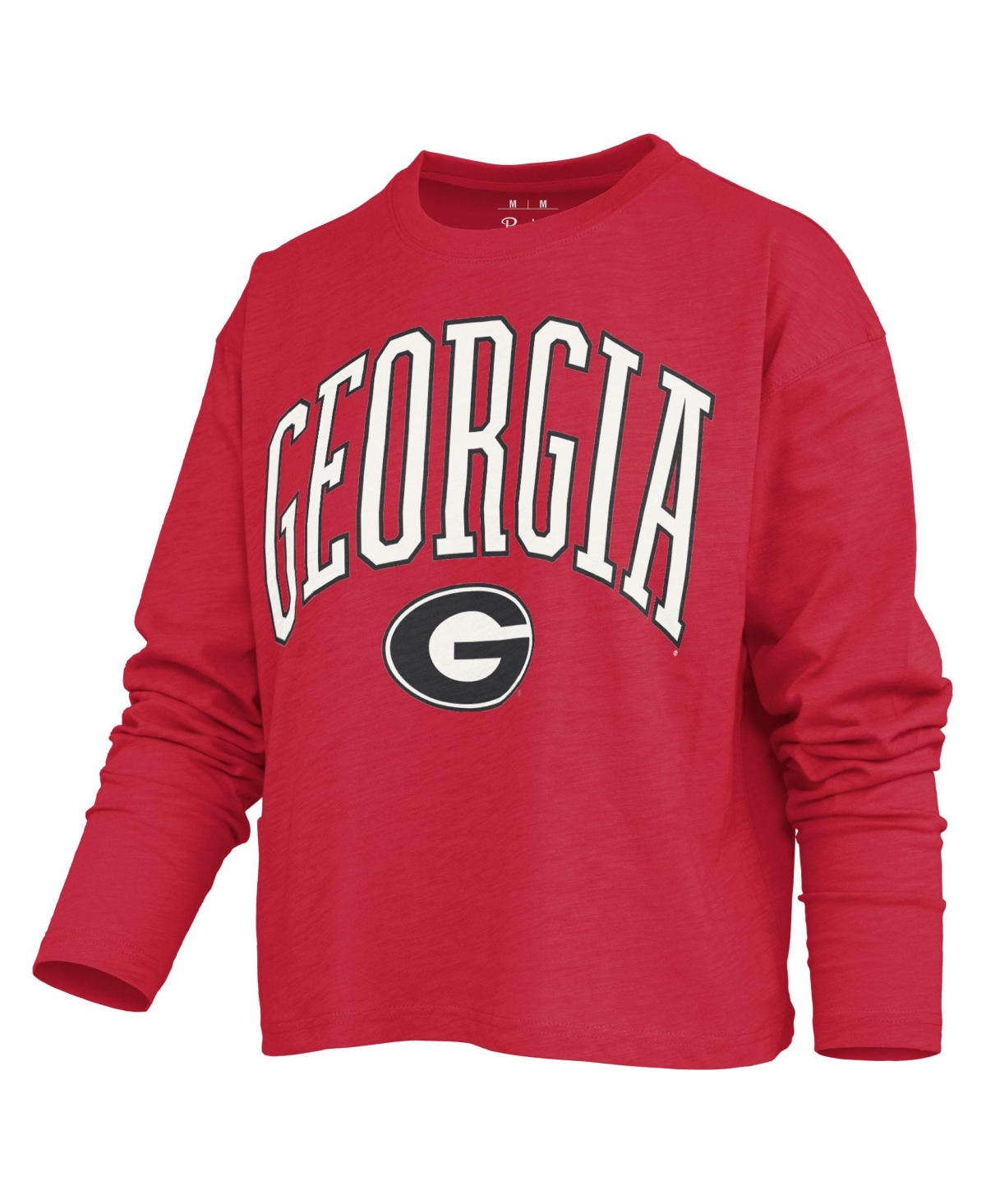 Pressbox Women's Georgia Bulldogs Motley Long-Sleeve Boxy Burnout Cotton-Blend T-Shirt