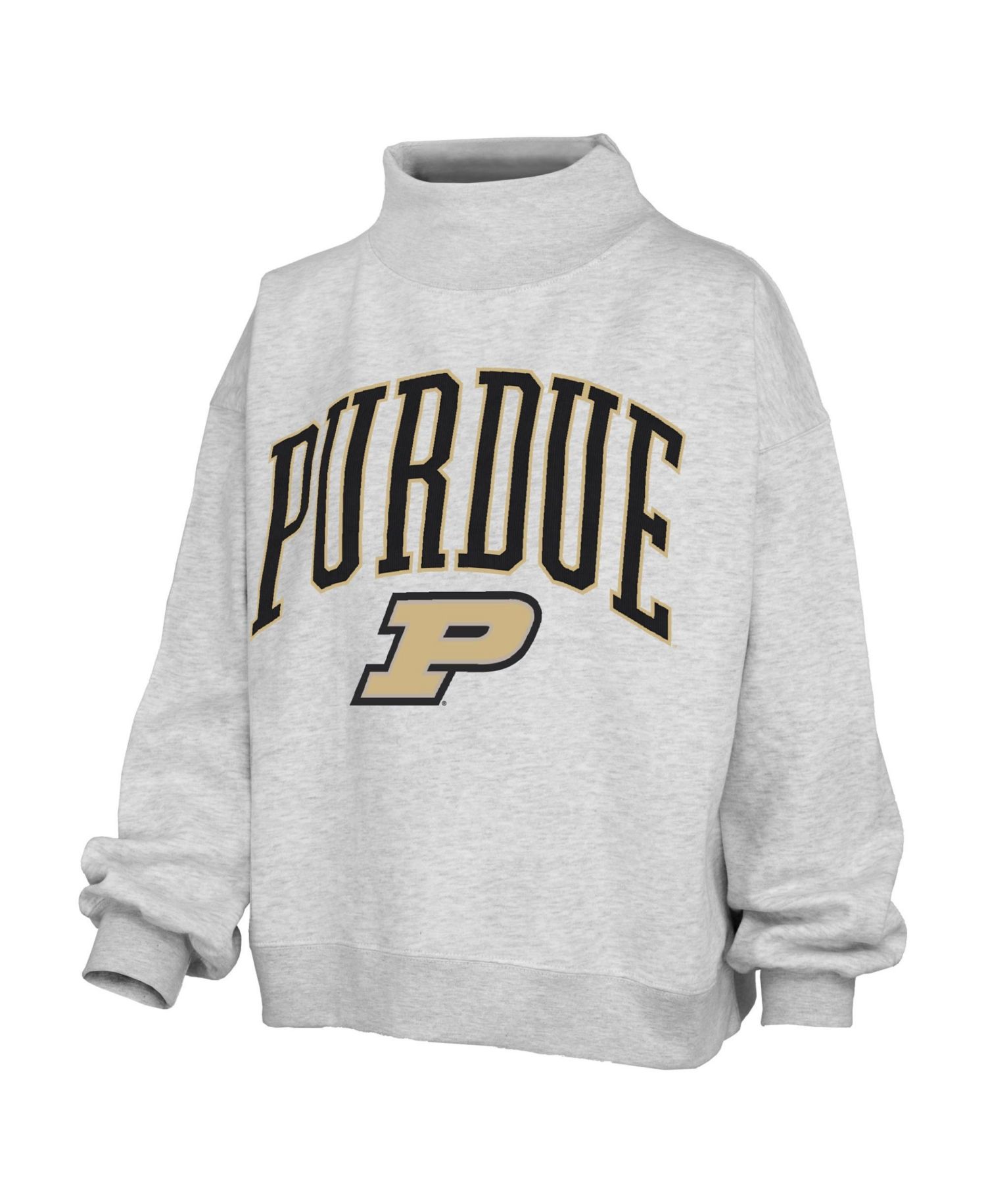 Women's Purdue Boilermakers Nelson Texture Lingo Oversized Mock Neck Fleece Sweatshirt