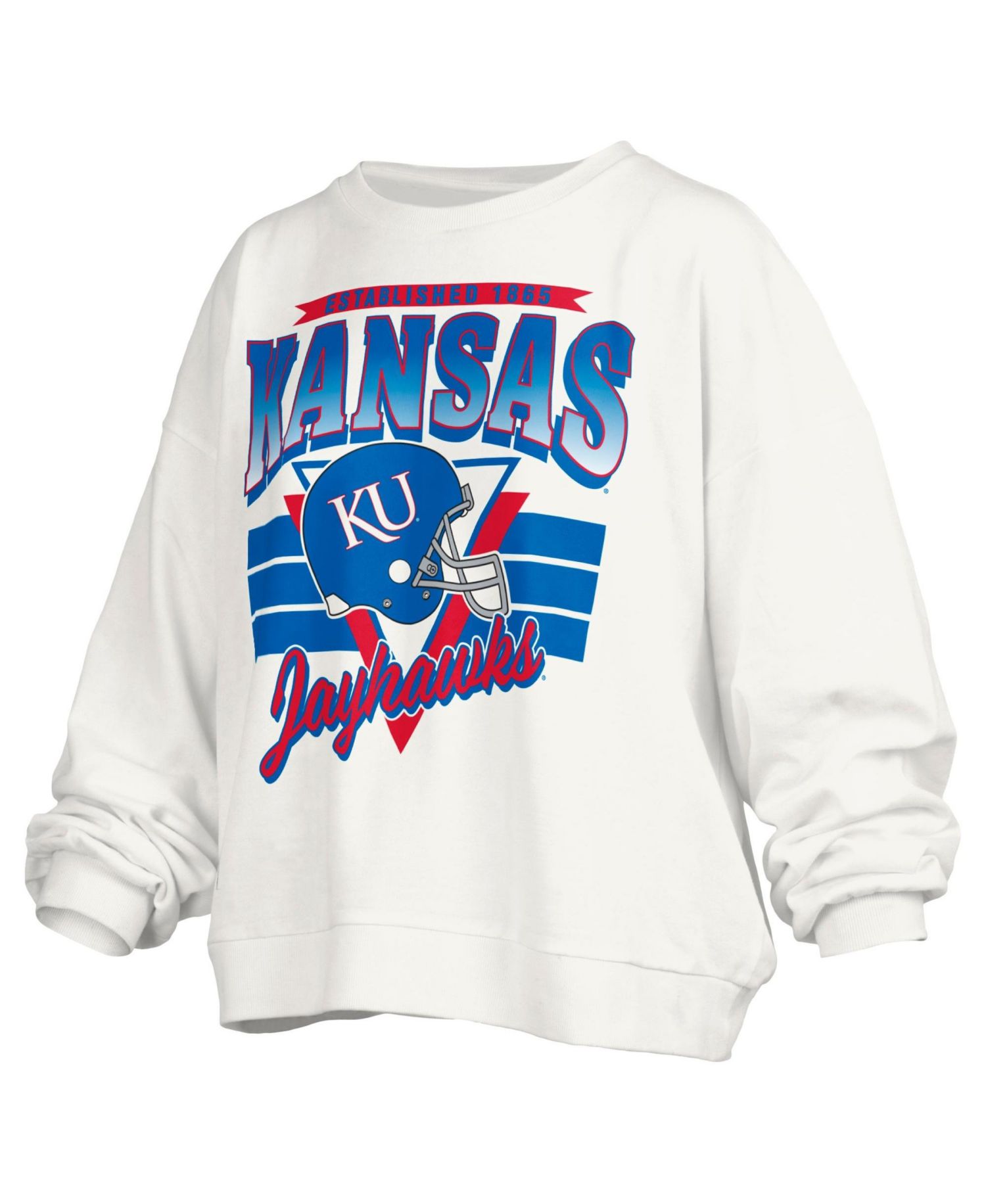 Women's Kansas Jayhawks Janice Retro Logo Oversized Graphic Pullover Sweatshirt