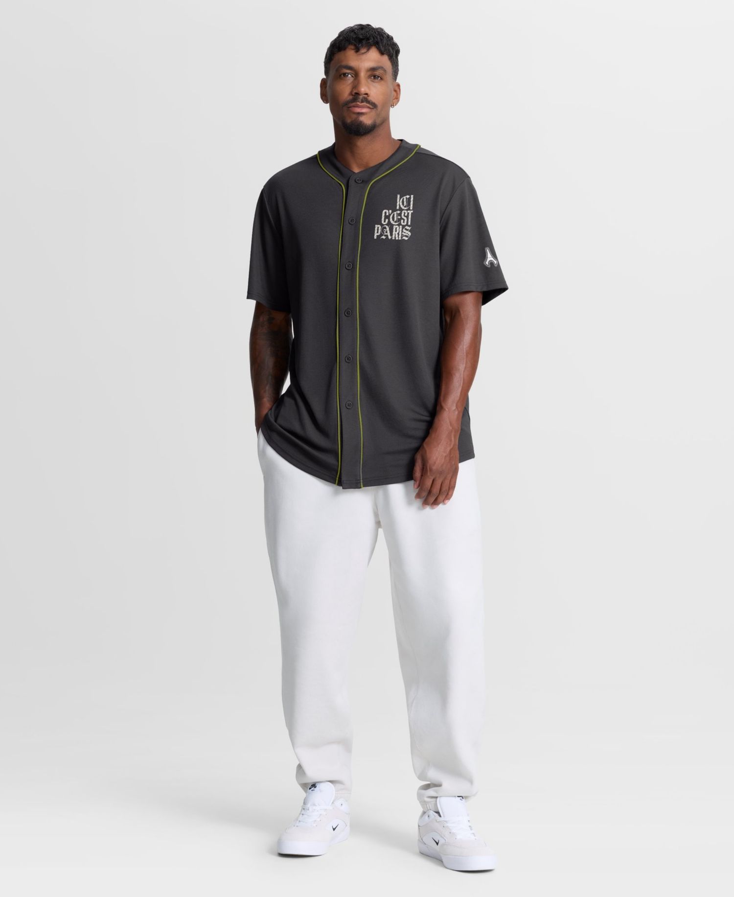 Men's Paris Saint-Germain Oversized V-Neck Baseball Jersey