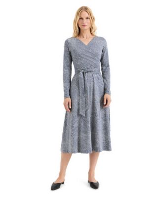 Women's Fit and Flare Wrap Long-Sleeve Dress