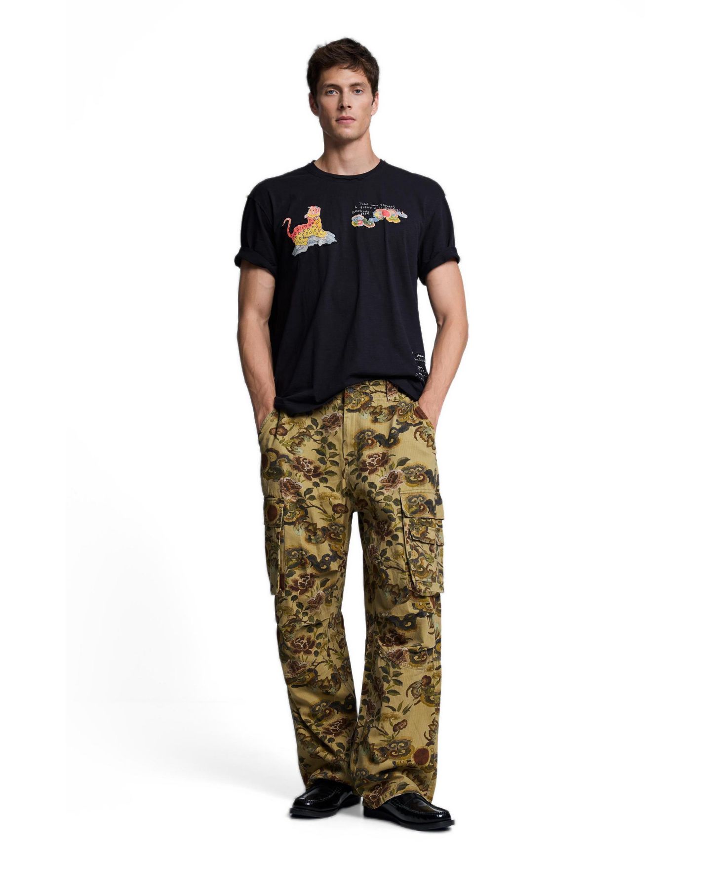 Мужская футболка Desigual Graphic Crew Neck, цвет: Чёрный — фото 2