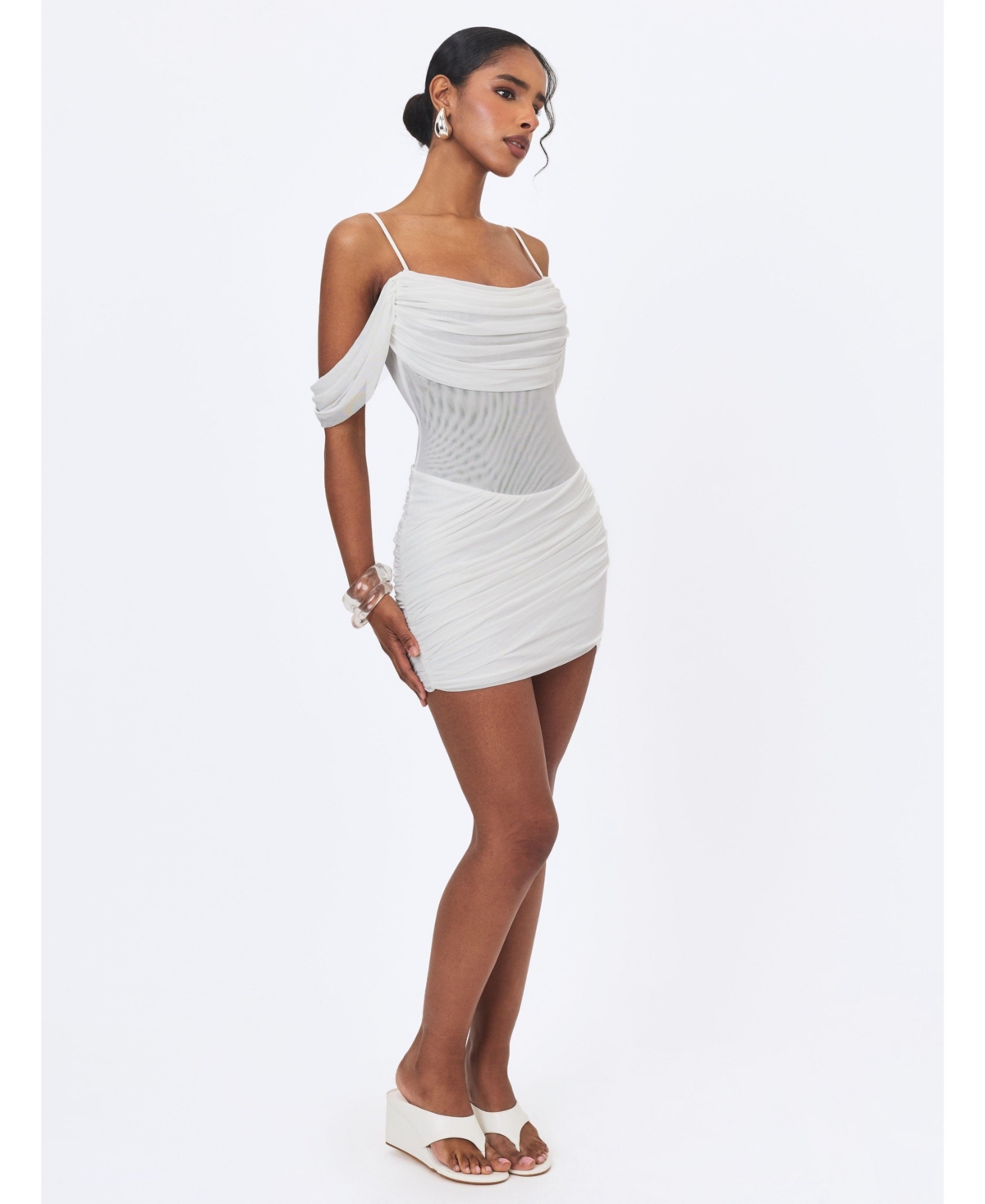 Miss Circle Women's Umnia Off-the-Shoulder Ruched Mini Dress