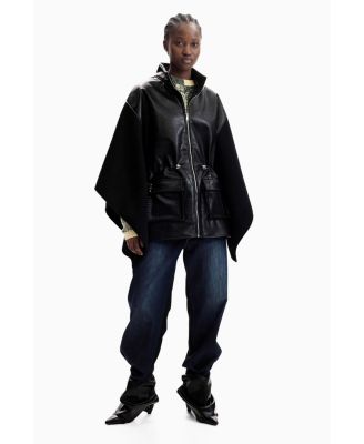Women's Poncho Leather Effect