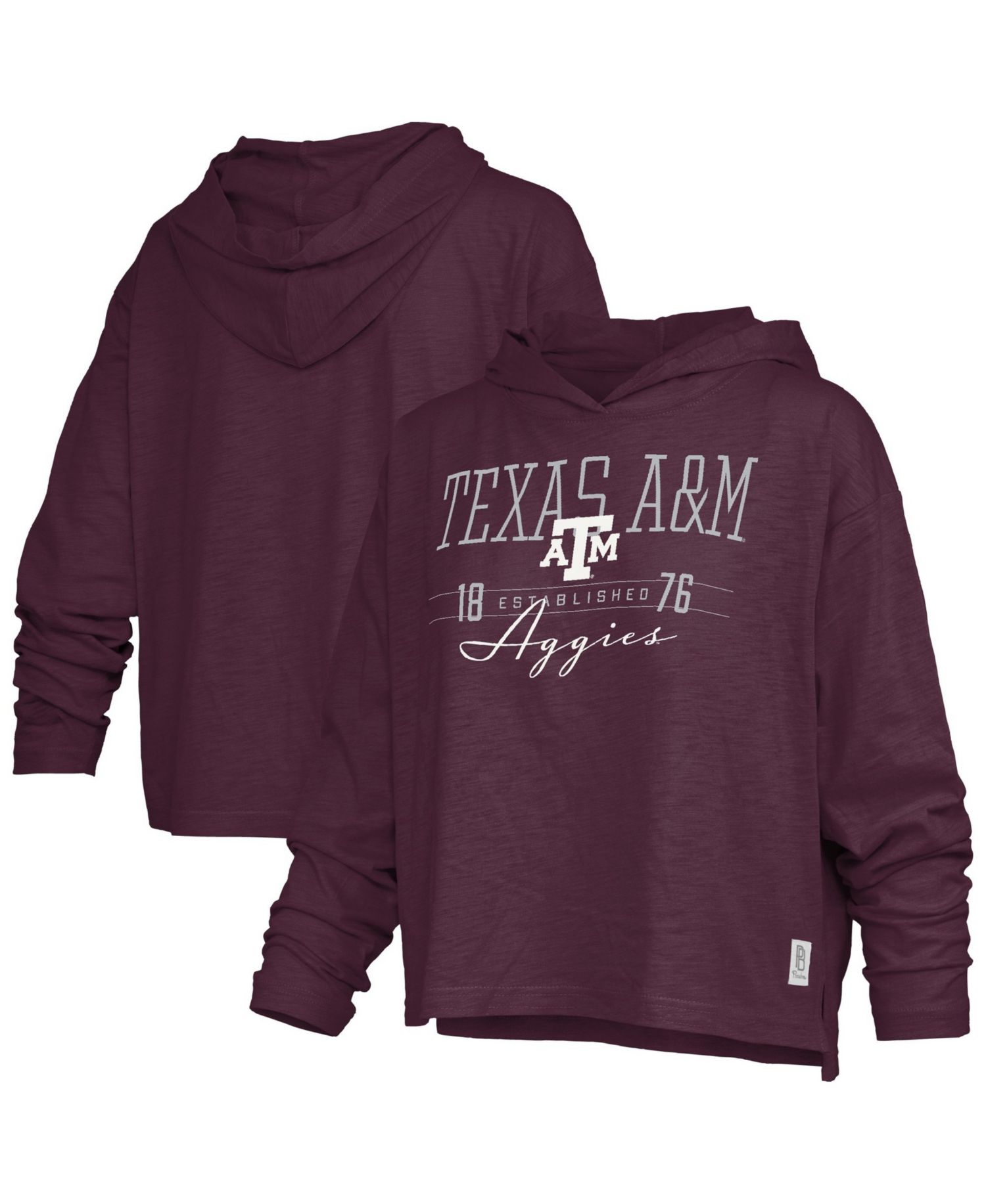Women's Castillo Texas A&M Aggies Oversized Slub Long-Sleeve Hooded T-Shirt