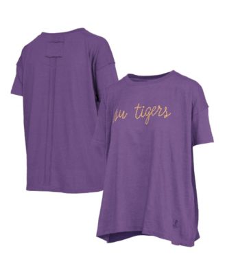 Women's LSU Tigers Swirl Script Twisted Oversized T-Shirt