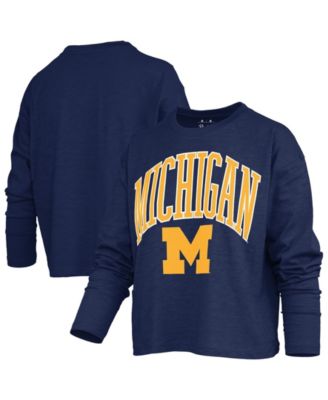 Women's Michigan Wolverines Motley Boxy Burnout Long-Sleeve T-Shirt