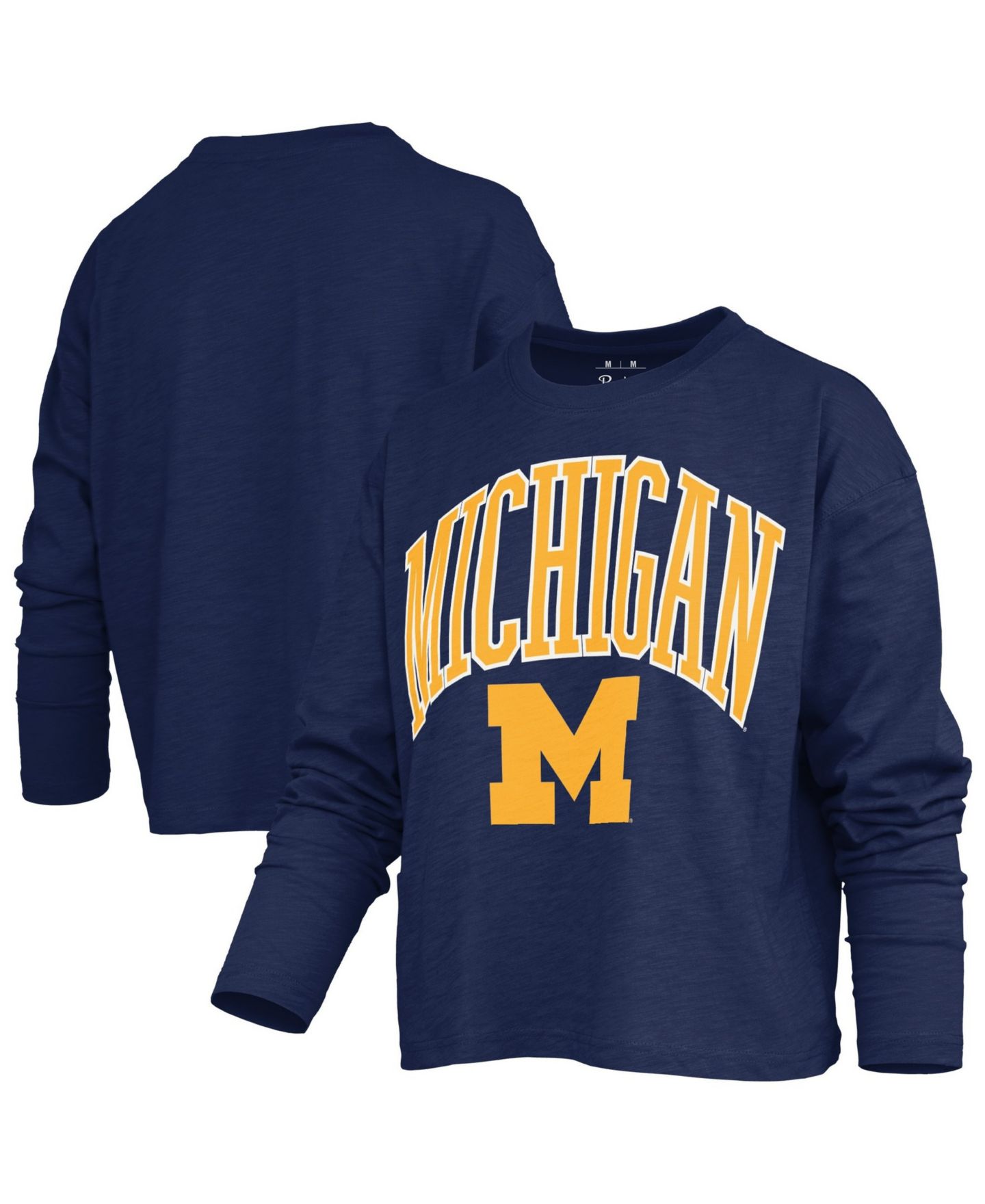 Женская футболка Pressbox Michigan Wolverines Motley Boxy Burnout Long-Sleeve — фото 1