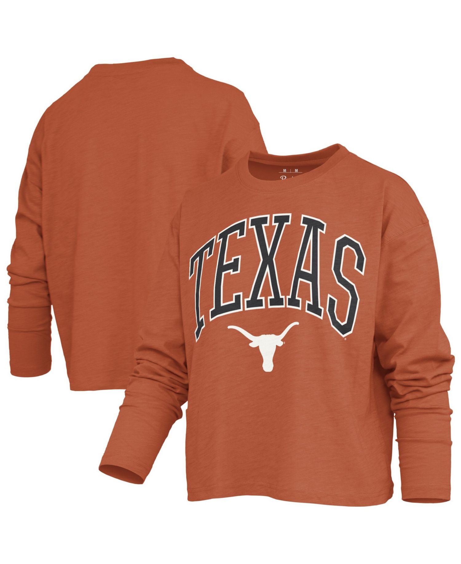 Women's Texas Longhorns Motley Boxy Burnout Waist-Length T-Shirt