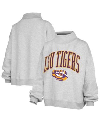 Women's LSU Tigers Nelson Texture Lingo Oversized Mock Neck Fleece Sweatshirt