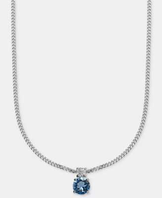 Hematite-Tone Mixed Metal Cubic Zirconia Double Stone Pendant Necklace
