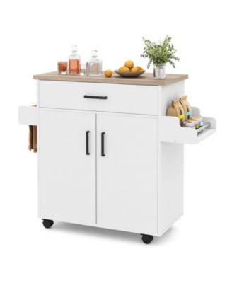 Rolling Kitchen Island Cart with Storage Shelves and Casters