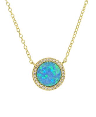 Beacon Necklace with Lab-Grown Opal in 14k Gold Plated Sterling-Silver
