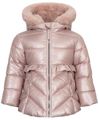 Baby Girls' Metallic Fit & Flare Hooded Coat