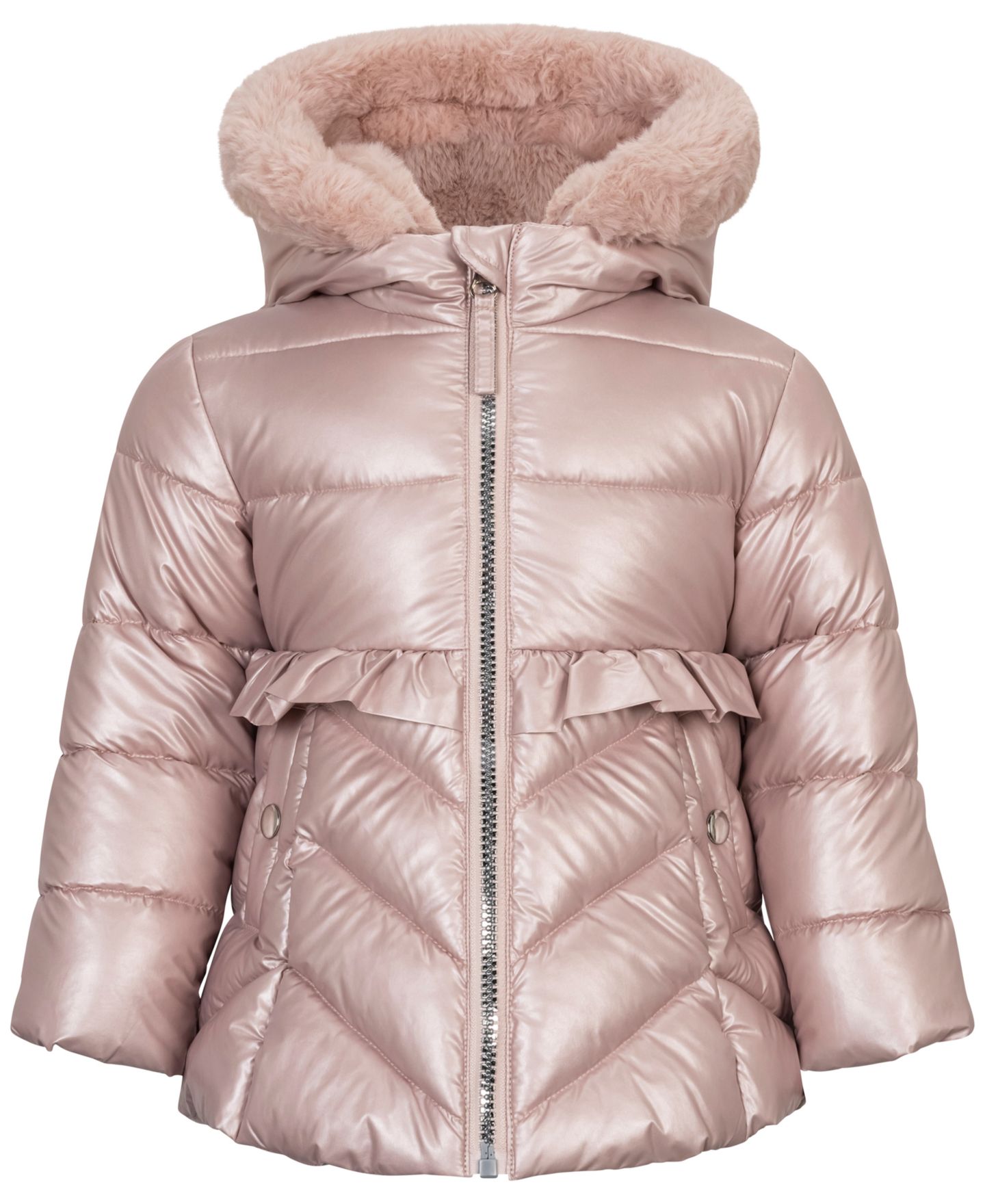 Пальто S Rothschild & CO Metallic Fit & Flare Hooded Coat для девочек-малышей, цвет: Розовый — фото 1