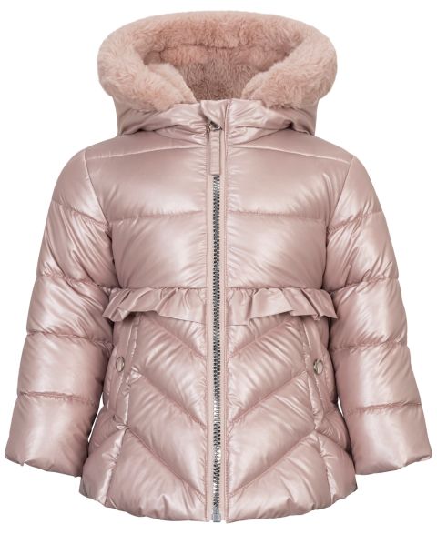 Пальто S Rothschild & CO Metallic Fit & Flare Hooded Coat для девочек-малышей, цвет: Розовый